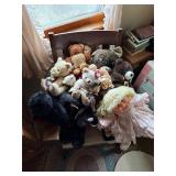 Vintage stuffed bears and dolls