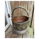 Copper and bronze firewood pot