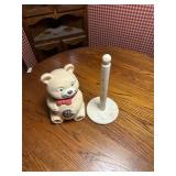 Marble paper towel holder and bear