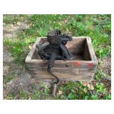 Black Hawk corn shiller and wooden crate