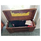 Vintage cedar chest and contents