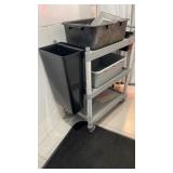 Rubber band bus cart with two trash bins