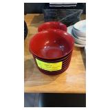 Lot of red and black plastic bowls 6 1/2 inches