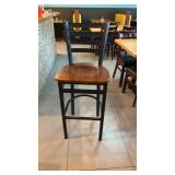 4 metal barstools with wood seat ladder back
