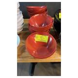 Lot of red cantilever bowls