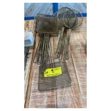 13 assorted strainers and skimmers