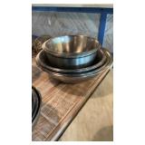 Six large assorted stainless steel bowls