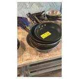Seven assorted medium to large pans