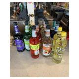 16 assorted cordial bottles
