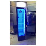 Super slim one door merchandising cooler with