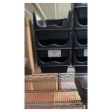 3 Black plastic booster seats stackable