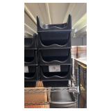 4 Black plastic booster seats stackable