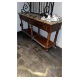 6ï¿½ x 2ï¿½ wooden heavy credenza with marble top