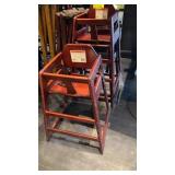 Three wooden high chairs stackable