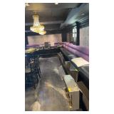 Large  L shaped wall settee with fabric backing