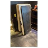 Four plastic folding tables, assorted