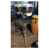 Set of two small bongos and stand