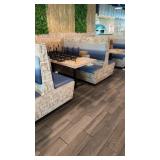 Ten booth openings with tables. Tables are 30