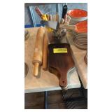 Lot of rolling pins small cutting boards and