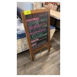 Wood frame menu board A-frame style
