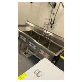 Three compartment pot sink with left drain board