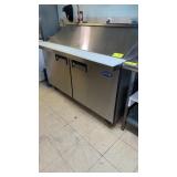 Two door sandwich prep station with cutting board