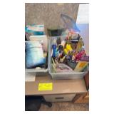 Lot of office supplies and telephones