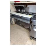 Gas steam table with cutting board four round