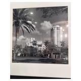2 RETRO FLORIDA PHOTOS FRAMED 36 X 36