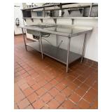 Stainless steel work table with heated drop ins