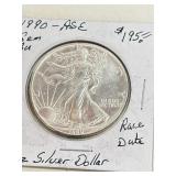 1990 ASE BU 1oz Silver