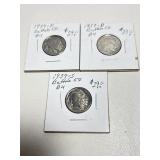 (3) Buffalo Nickels 1937-P, D, S