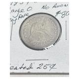 Rare 1854-O Seated Qtr. Large O