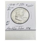 1958-P Franklin Half FBL MS65