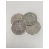 4 Silver Barber Qtrs.