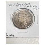 1855 Large Cent Type1 AU-BU