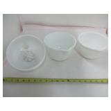 Milk Glass Juice Bowl & Bowls