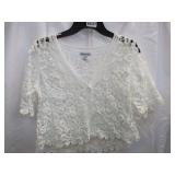 Nina Leonard Small Crop Crochet Sweater Women's