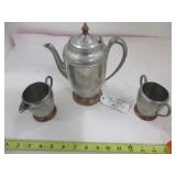 Crescent Pewter 3pc Tea Set