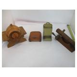Lot Vintage Match Holders & Wood Box