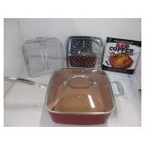 New Red Copper Square Pan