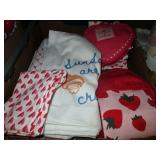 Lot - Strawberry Kitchen Towels and Pot Holders