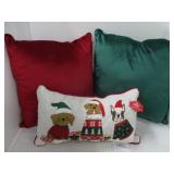 Group of Throw Pillows Christmas Dogs