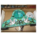 Decrotive Clock Lamp Stained Glass Doves