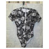 Women's Swimsuit 1pc Zip-front Bodysuit Style Sz L