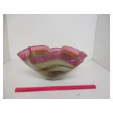 Decorative Art Glass Bowl - Signed Dance??