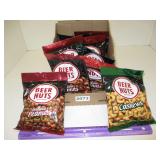 BOX LOT BEER NUTS PEANUTS AND CASHEW SNACK PACKS