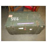 Vintage Painted Wood Storage Chest on Wheels