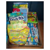 BOX LOT ASSORTED GUMMIES, WELCH'S, GUSHERS & MORE