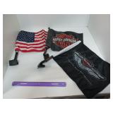 Car Flags - USA and HARLEY DAVIDSON